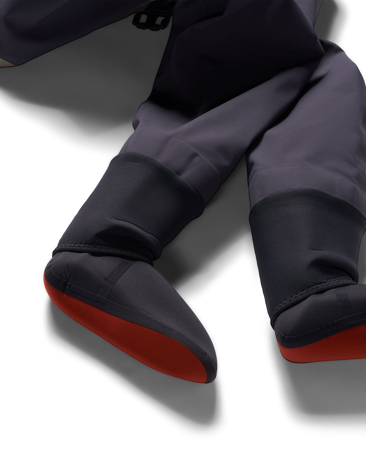 Simms G3Z Pro Stockingfoot Wader - Close-up of a pair of dark gray waterproof stockingfoot
