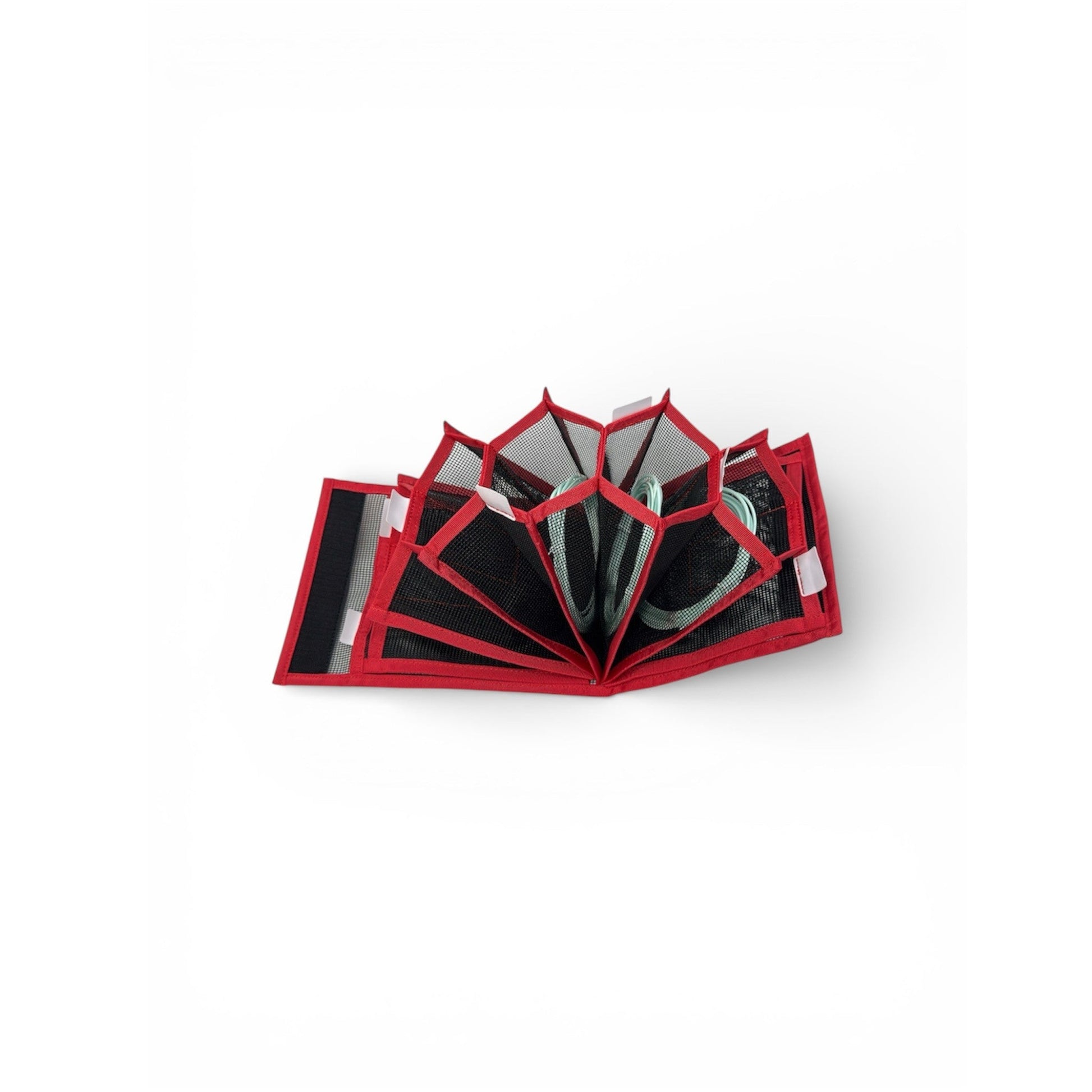 OPST Wallet - line storage - Red and black mesh wallet on a white background - side shot