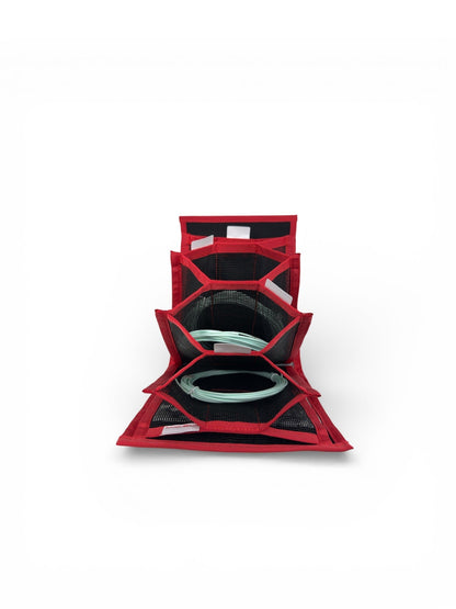 OPST Wallet - line storage - Red and black mesh wallet on a white background